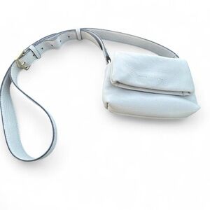 Aimee Kestenberg pebble grain leather Crossbody Preston in mini bag light gray